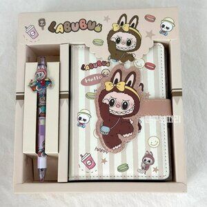 Labubu Notebook and Pen Gift Set – Kawaii Beige Stationery Box